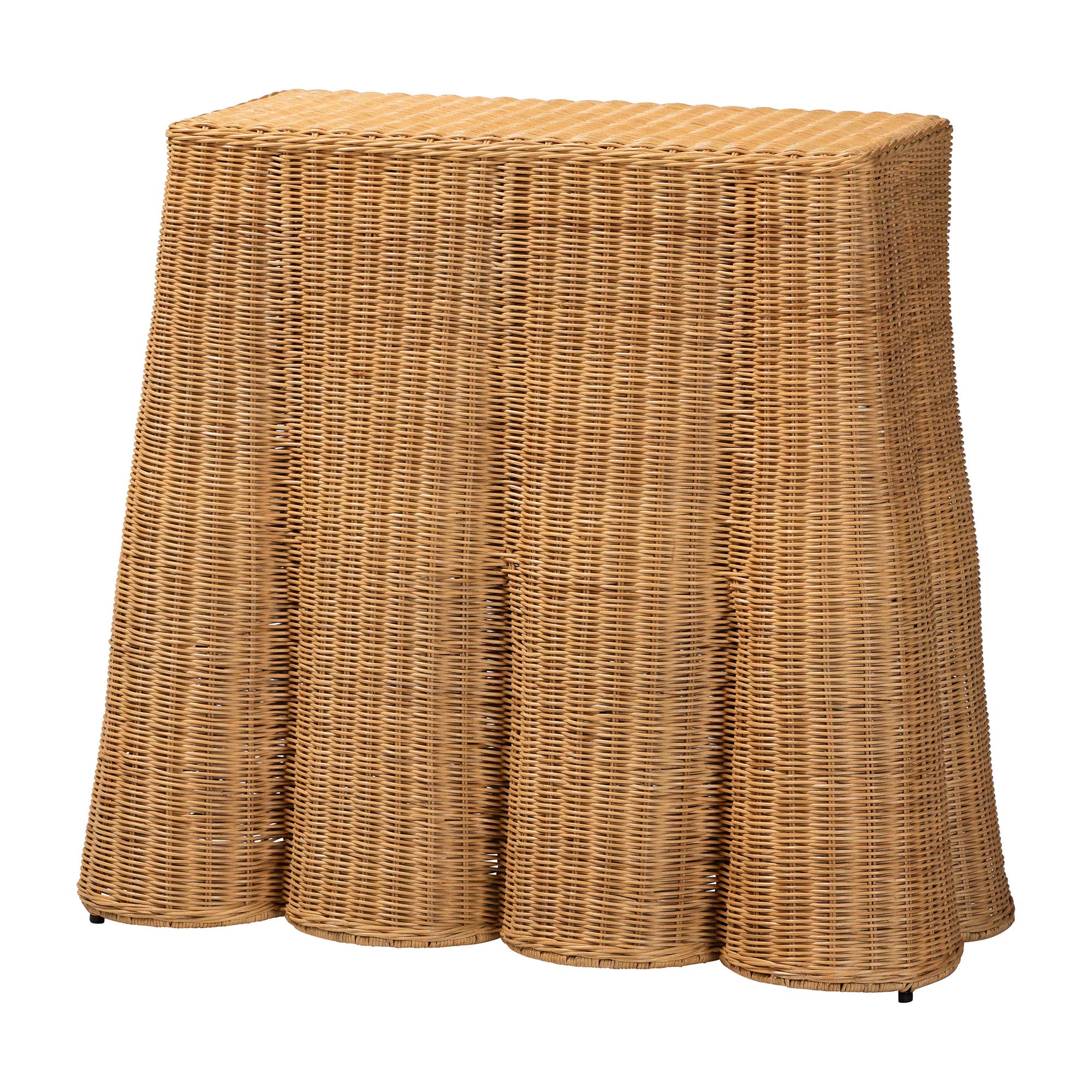 bali & pari Palm Scallop Natural Rattan Console Table - Handwoven Wicker Accent Table for Hallway or Entryway, Coastal & Boho Decor, Rectangle 36" Affordable modern furniture in Chicago, classic living room furniture, modern console table, cheap console table